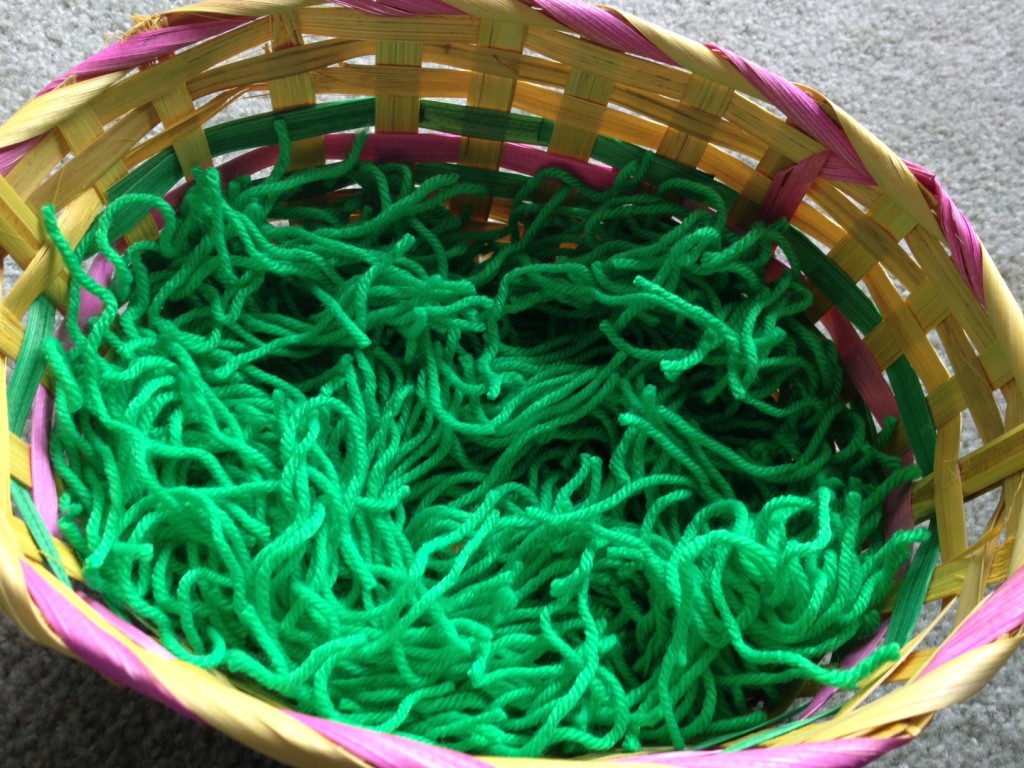 easter grass in basket